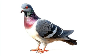 Obraz premium High-Quality Image of a Standing Pigeon Bird in Full Regalia, Set Against a Clear Transparent Background for Best Image Utilization