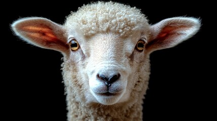 Obraz premium Close up Portrait of a Fluffy Sheep Farm Animal Wool Nature