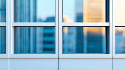 Reflective window, office building, glass, modern architecture and city