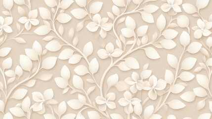 Intricate floral wallpaper with delicate leaf and flower, tender pattern