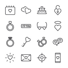 A set of icons for Valentine's Day