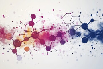 Naklejka premium Abstract Representation of Molecular Structure with Vibrant Colors Signifying Scientific Research and Complexity in Chemistry and Biotechnology