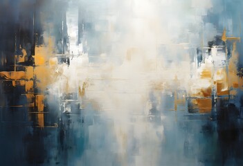 Wall painting in blue and gold colour. teal and black blue and gold abstract painting is displayed