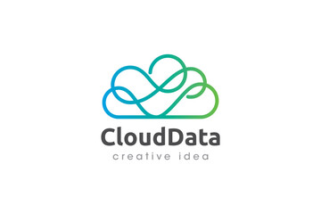 Creative Cloud Data Concept Logo Design Template