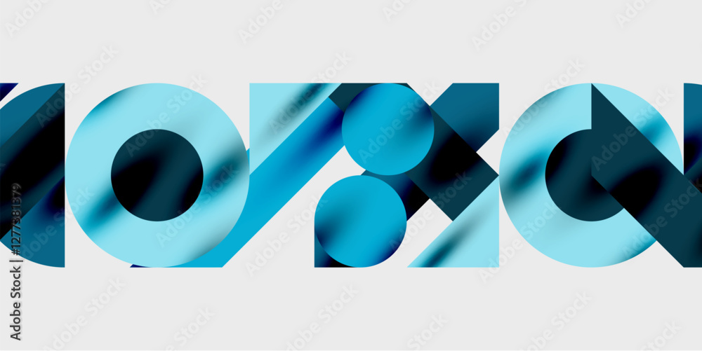 Fototapete modern abstract background featuring circles, lines, and triangles in a dynamic geometric compositio