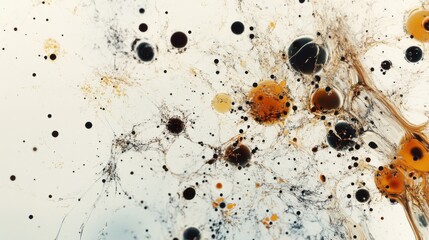 Aging cells viewed under a microscope in a research lab. Featuring biological degradation and aging effects