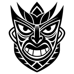 Fototapeta premium tribal tattoo design. vector sketch Polynesian mask tattoo black white