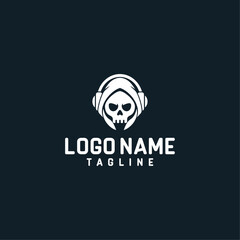 Skull with headphone gaming mascot logo vector
