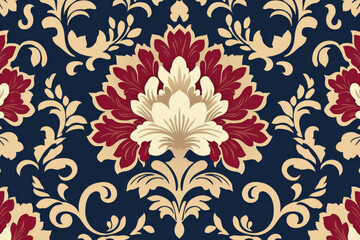 Classical ornate wallpaper design, seamless vintage flower pattern background