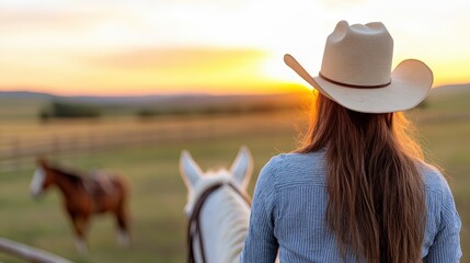 Sunset horseback riding experience on a serene ranch