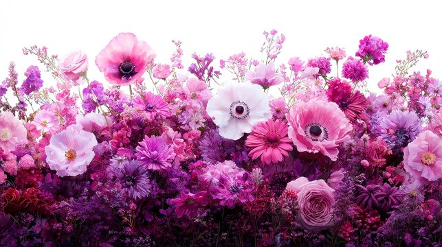 Wholesome Purple Flower Arrangement, a delicate display of purple blooms against a clean white backdrop, offering a serene space for personalized text and creative expression