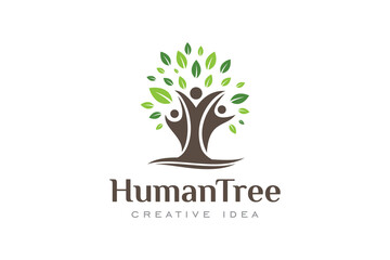 Creative Human Tree Concept Logo Design Template