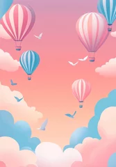 Pastel Hot Air Balloons Soaring Above Clouds at Sunrise