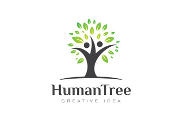 Obraz premium Creative Human Tree Concept Logo Design Template