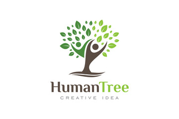 Creative Human Tree Concept Logo Design Template