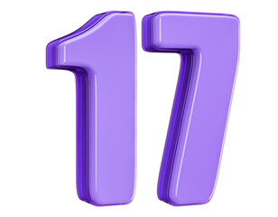 3D Purple Number 17