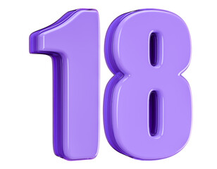 3D Purple Number 18