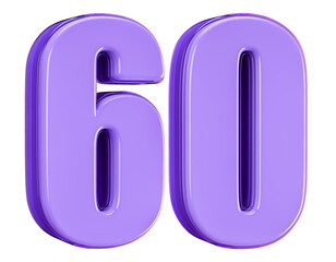 3D Purple Number 60