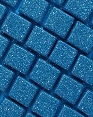 Diagonal Arrangement of Square Blue Glitter Objects