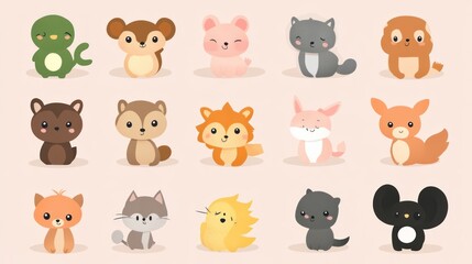 Cute cartoon animal collection. 