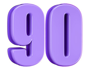 3D Purple Number 90