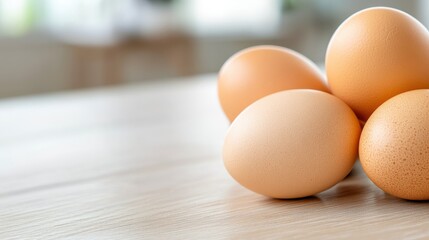 Hard-boiled eggs resting on rustic wooden floor with natural light