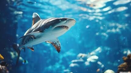 Obraz premium A shark swimming in a clear ocean
