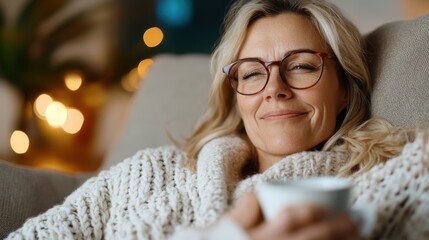 Relaxing night at home while savoring the aroma of decaffeinated coffee