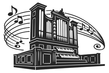 musical Organ silhouette vector illustration