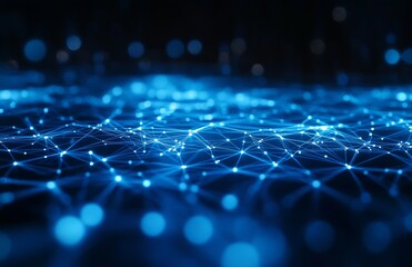 Obraz premium Abstract network connections, dark background, digital technology