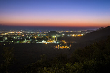 Faisal Masjid, Faisal Mosque, Shah Faisal Mosque (Masjid), view from Margalla Hills, minaret of the largest mosque in Islamabad, Pakistan