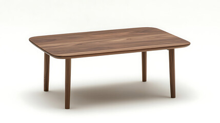 Fototapeta premium A compact coffee table made of walnut wood with a simple, rectangular design.
