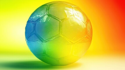 Naklejka premium Colorful soccer ball on gradient background