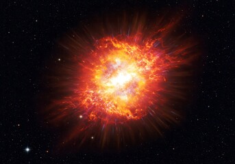 Colorful Artwork Depicting Supernova Explosion and Expanding Nebula