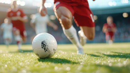 Fototapeta premium Thrilling moments of a player dribbling to victory in championship