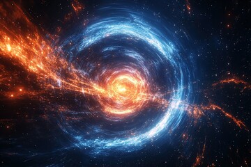 Cosmic Swirl: A vibrant dance of blue and orange energy in the vastness of space