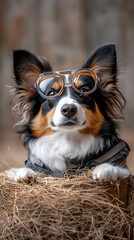  border collie in scientist's outfit