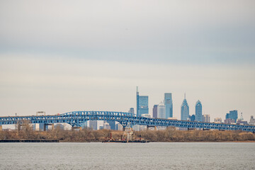 Fototapeta premium The Philadelphia Skyline as seen from across the Delaware on the New Jersey coast