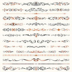 Obraz premium Vector set of decorative elements, decorative lines