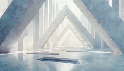 Abstract White Triangular Architectural Structure