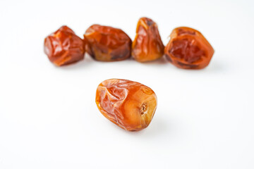 Dates fruit sukari or kurma sukari, isolated on white background