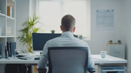 Chronic back pain experienced by an office worker at a desk, adjusting posture. Featuring discomfort and prevention