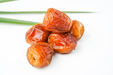 Dates fruit sukari or kurma sukari, isolated on white background