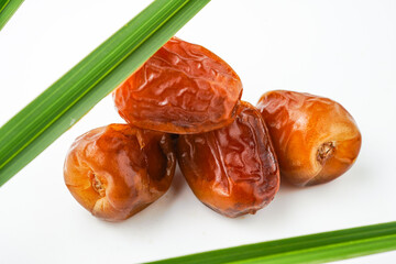 Dates fruit sukari or kurma sukari, isolated on white background