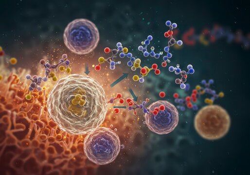 Digital Illustration of Dupilumab Anti-Inflammatory Drug Showing Molecular Structure