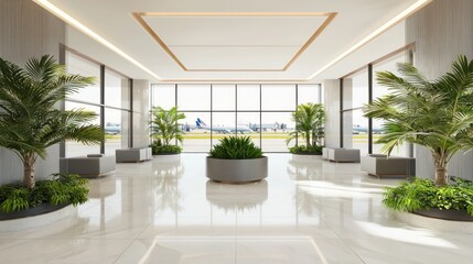 Fototapeta premium Serene Airport Lounge: Modern Design Meets Tranquility