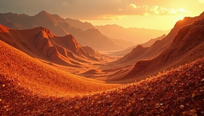 Naklejka premium Warm, earthy tones transitioning from burnt orange to ochre , sunset, amber