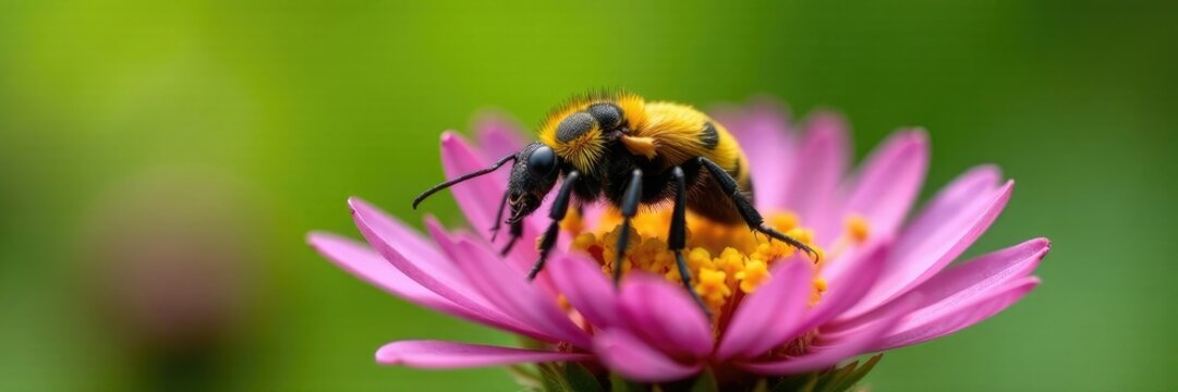 Gelbbindige furchenbiene halictus scabiosae in a garden, furrowed beetle, insect, insects