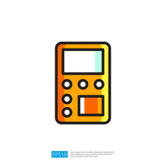 Fototapeta premium Calculator Icon in Bright Yellow and Orange Color Scheme with Buttons for Digital and Educational Applications