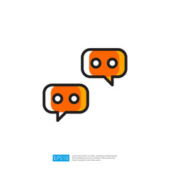 Communication Icon Featuring Two Colorful Speech Bubbles For Digital Dialogue And Social Interaction In Modern Design